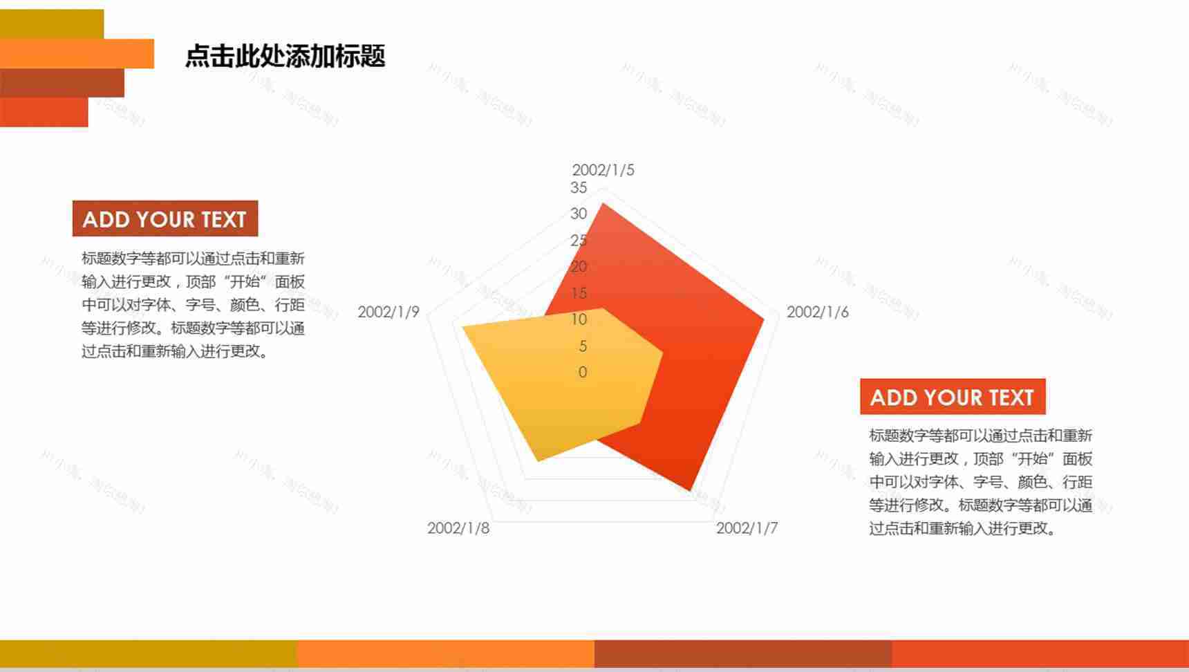 复古简约雷达图数据图表PPT模板-3