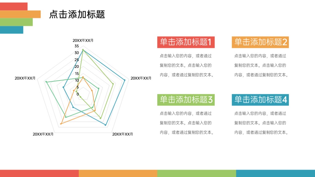 彩色简约雷达图PPT图表模板