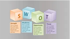 3D盒子背景SWOT分析图表PPT模板